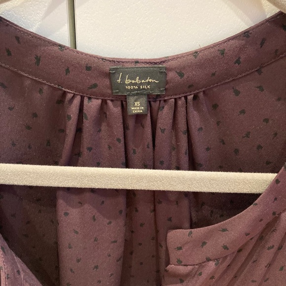 Aritzia Babaton plum with black dots silk blouse - Picture 2 of 7